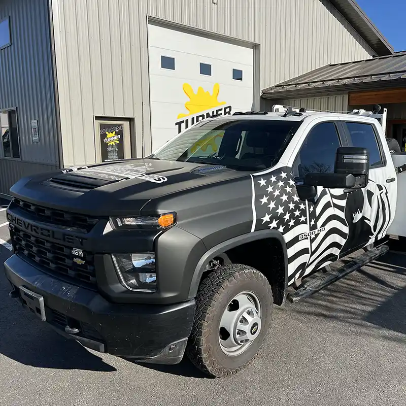 Custom truck wrap black
